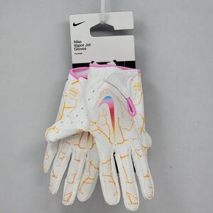 Nike Vapor Jet 7.0 White Pink Orange Football Gloves Size Men's Small Receiver